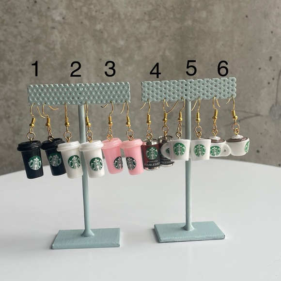 Starbucks Cup Inspired Drop Dangle Earrings - Picture 2 of 2